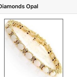 Beautiful white opal bracelet with diamonds with mark 925